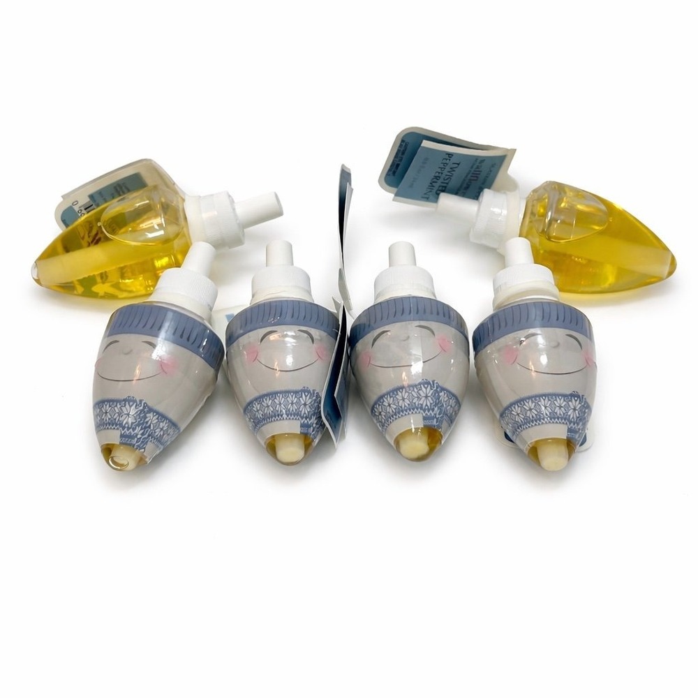 Bath & Body Works 6 Twisted Peppermint Wallflowers Bulbs Decorated Refills